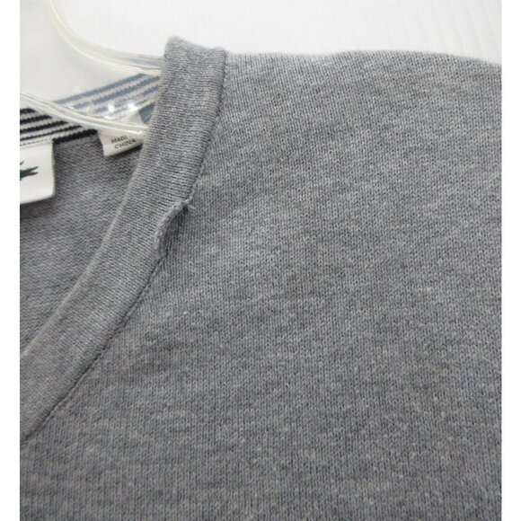 Lacoste Sweater Large Pullover Preppy Crocodile Logo V-Neck Knit * - Picture 5 of 13